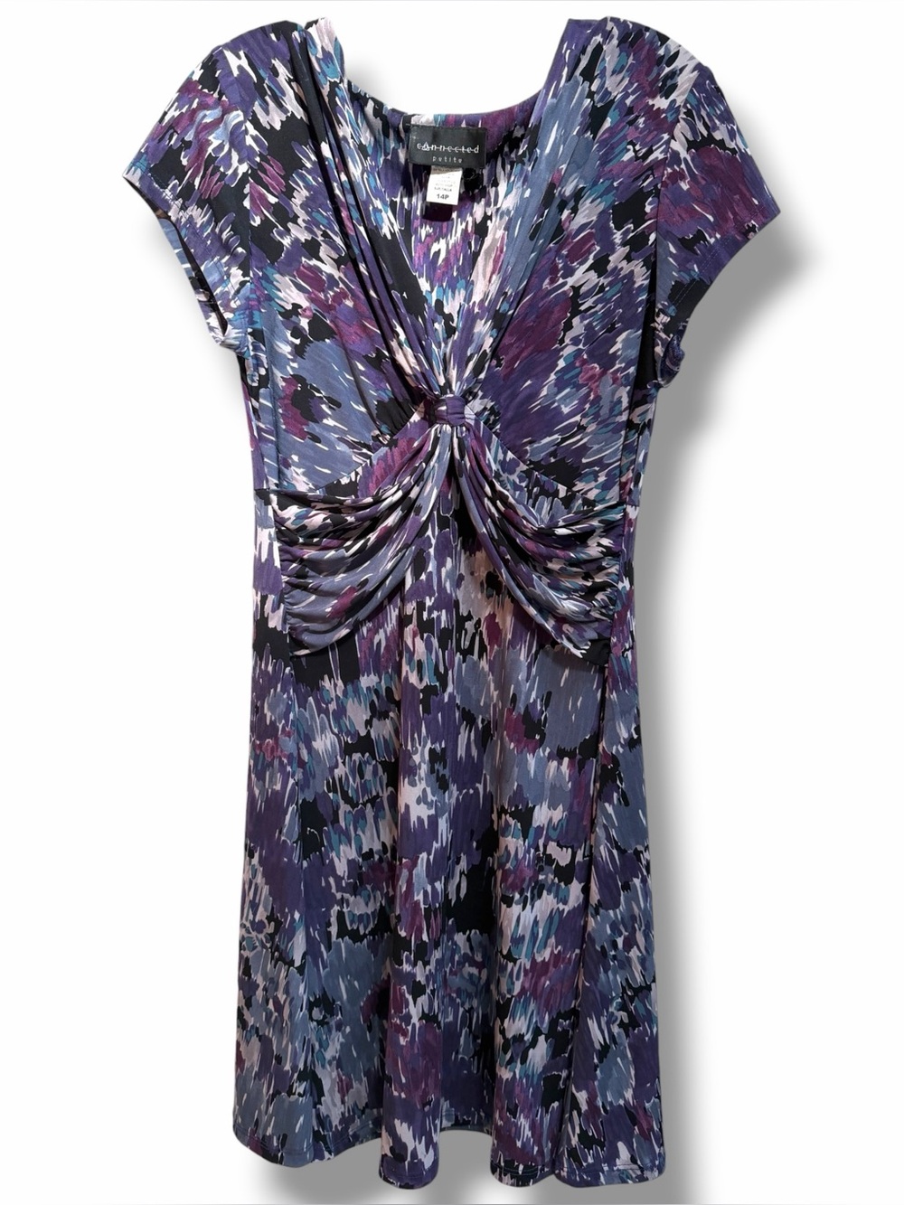 Connected Purple Surplice Wrap Short Sleeve Mini Sheath Dress size 14 Petite 14P
